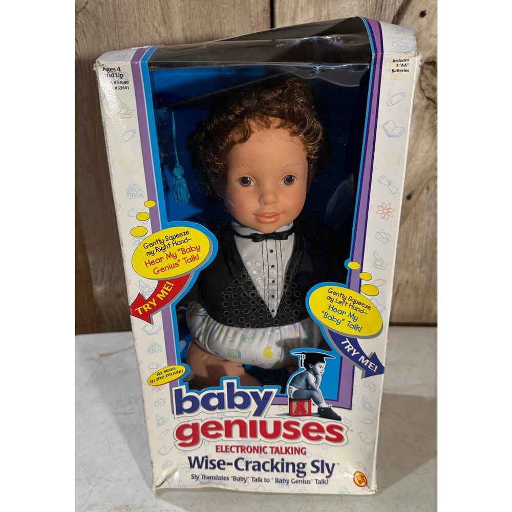 Vintage 1997 Toy Biz Baby Geniuses Wise-Cracking Sly Talking Doll in Box
